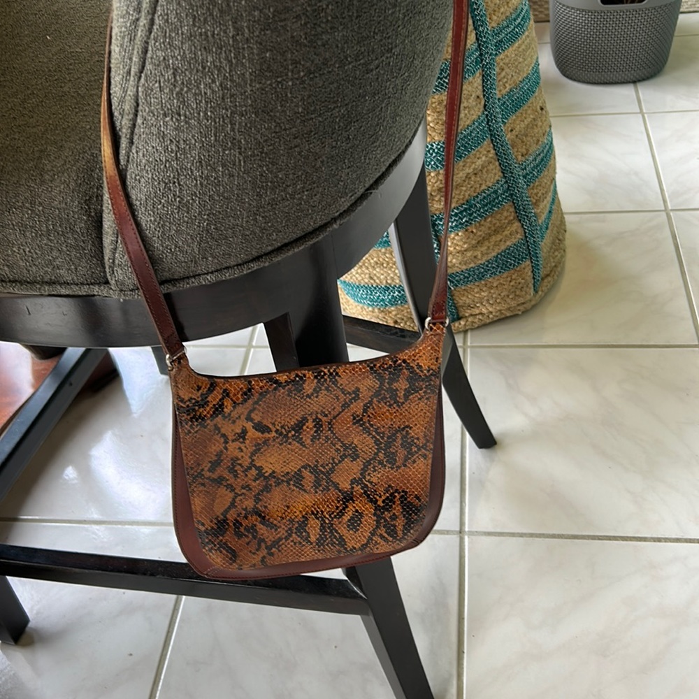 Snake skin fossil leather crossbody bag